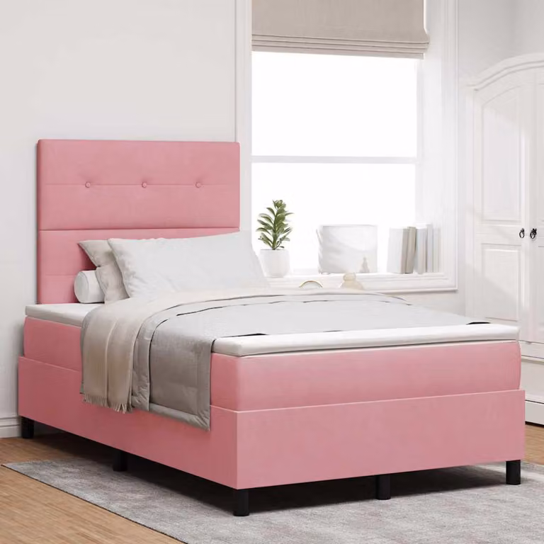 Maison Exclusive – łóżko kontynentalne z zagłówkiem Rosa 120 x 200 cm, aksamit
