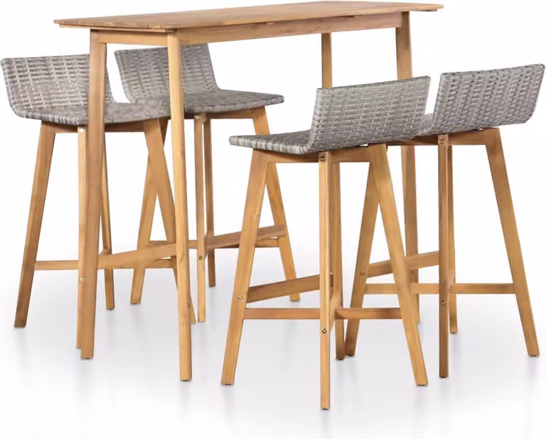 The Living Store 5-pc. Zestaw ogrodowy z litego drewna akacjowego