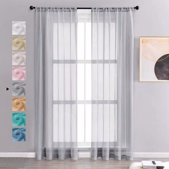 Zestaw zasłon półprzezroczystych o wyglądzie lnu, kolor szary, 245 x 140 cm – do salonu, sypialni i pokoju dziecięcego