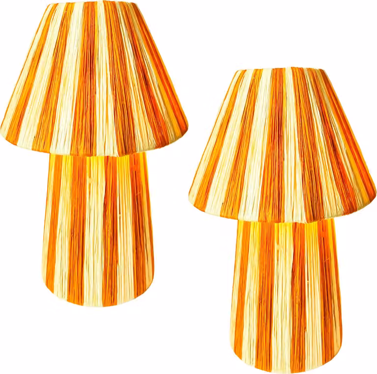Marrakesh zestaw 2 lamp stołowych lampka nocna 40cm wysokości wykonana z rafii bast | lampa podłogowa boho jako dekoracja salonu, sypialni lub pokoju dziecięcego | lampa stołowa Morjan beżowo pomarańczowa oprawka E27