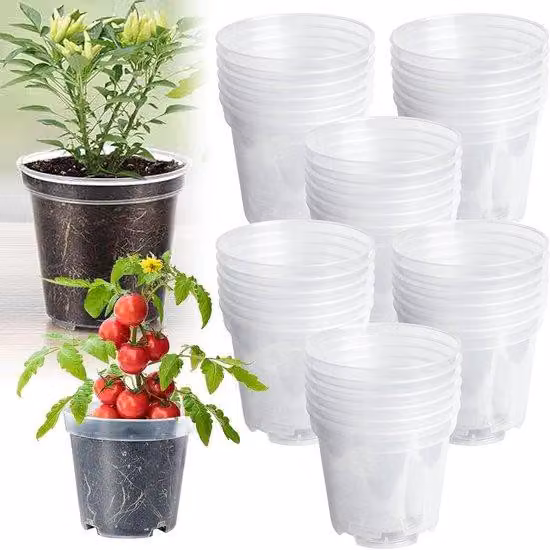 Plastikowe doniczki na zioła, 30 sztuk – przezroczyste doniczki na nasiona – 102 cm – otwory drenażowe