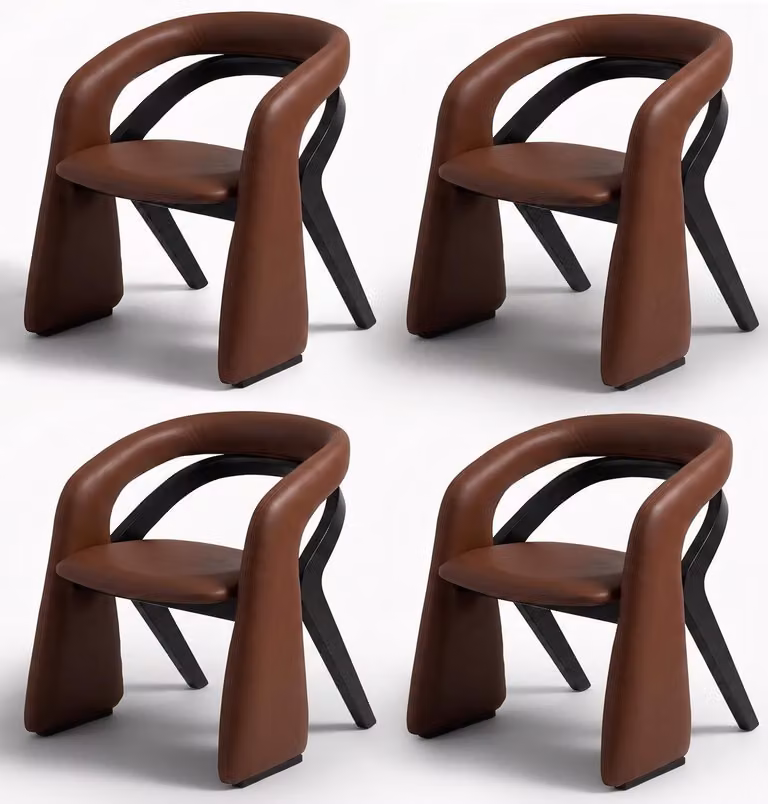 Krzesła. Nowoczesny design. Kolor: brąz. Materiał: skóra, drewno, czarny. Klasyczny styl. Wysoka jakość