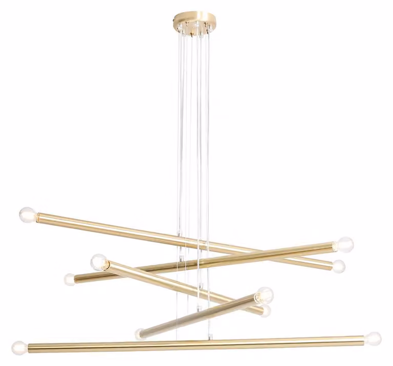 Żyrandol Tubo złoty 10xE14x40W metal wym:105x100x25cm IP20 Aldex