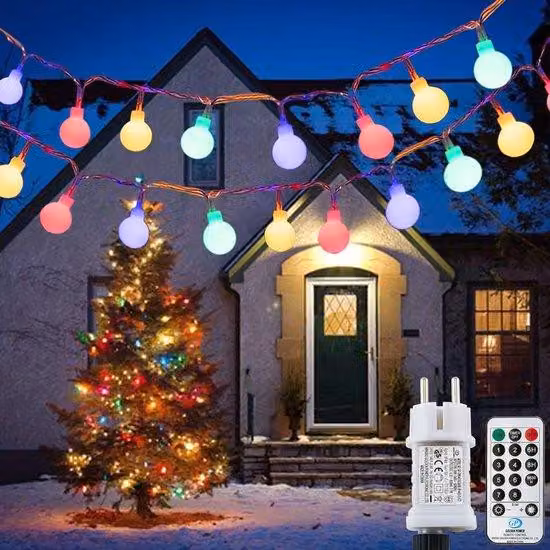 Girlanda świetlna "Bol" z 120 diodami LED - 12 metrów, wielokolorowa, z 8 trybami świecenia - do użytku wewnątrz i na zewnątrz, dekoracja świąteczna, dla dzieci, do ogrodu, balkonu, dekoracja świąteczna