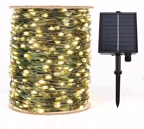 Solarne łańcuchy świetlne 300 LED 30 m drut miedziany ogród prezent
