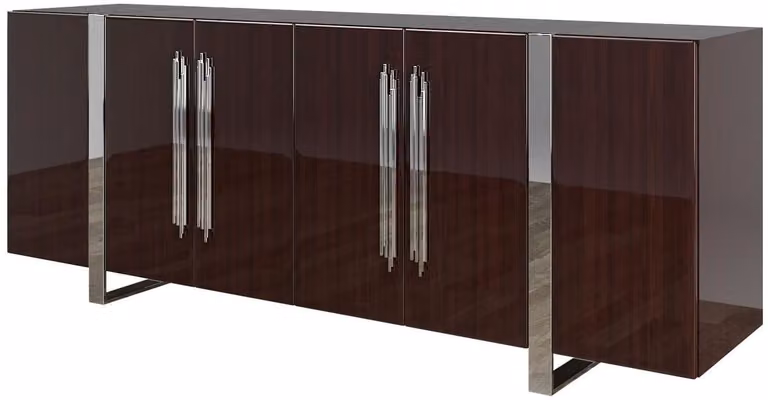 Casa Padrino kredens Art Deco ciemny brąz / srebrny 222 x 50 x h. 90 cm - Elegancka szafka do salonu z 6 drzwiami - Meble Art Deco