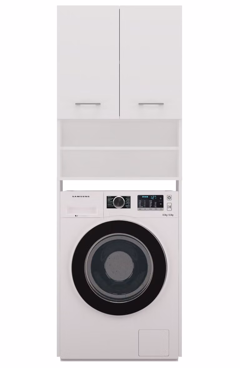 Topeshop PRALKA POLA BIEL, Biały, Wolnostojący, 4 pół., 2 drzw., Płyta wiórowa, Matowy