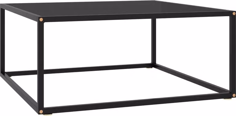 vidaXL Stolik kawowy czarny z czarnym szkłem 80x80x35 cm - Stolik kawowy - Stoliki kawowe - Stolik boczny - Stoliki boczne