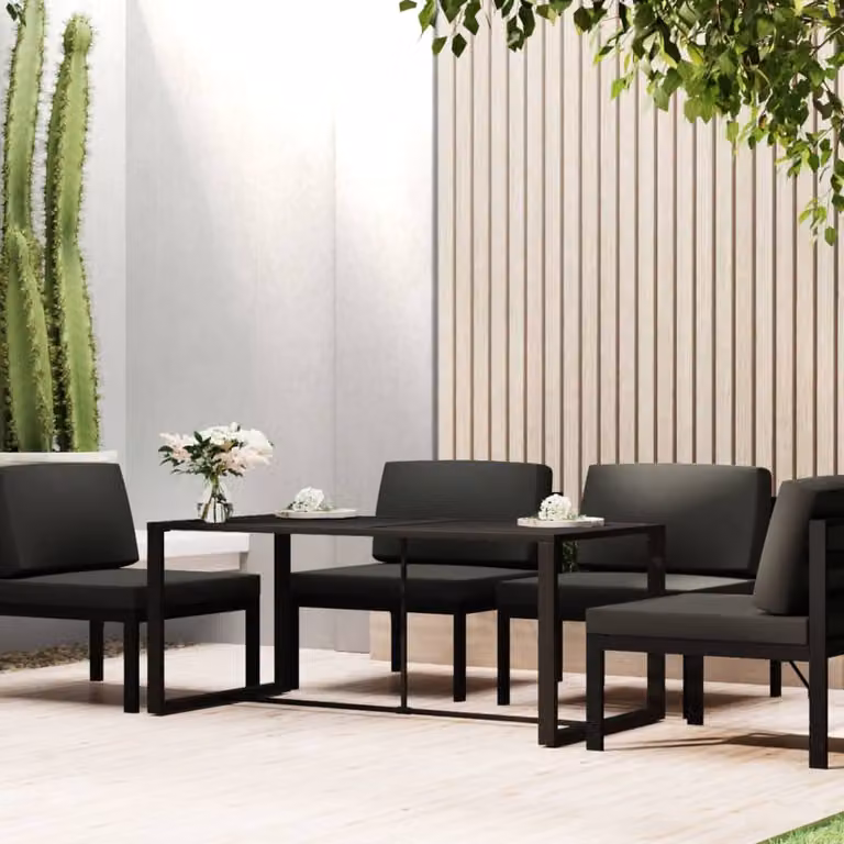 Maison Exclusive – Ogród – Stół jadalny, kolor antracytowy, 120 x 60 x 66 cm, aluminium