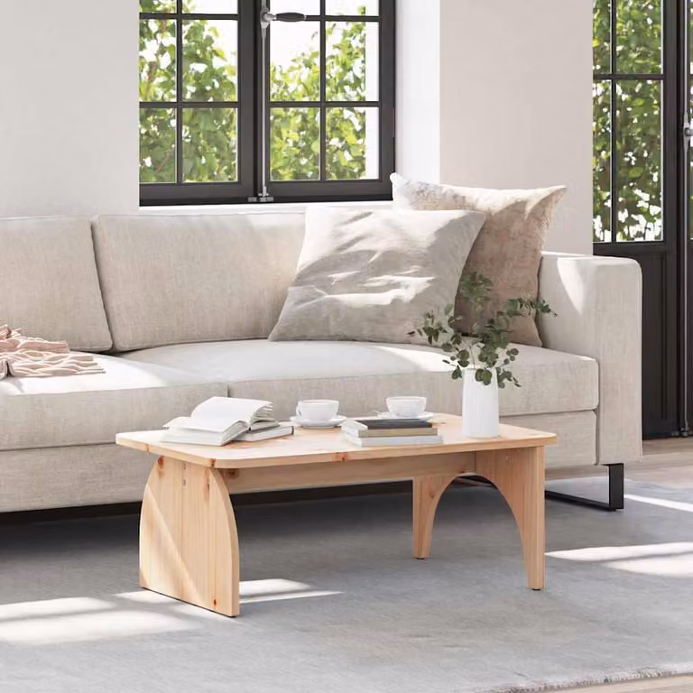 Maison Exclusive – stolik kawowy Natur 80 x 50 x 31 cm, lite drewno sosnowe