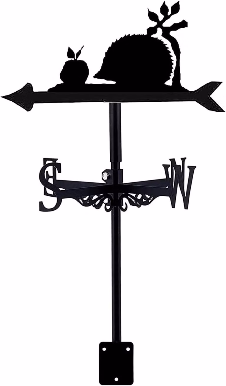 Wiatromierz "Egel" - Dekoracja ogrodowa - Miernik wiatru - Dekoracja zewnętrzna - Stal nierdzewna - 70x35 cm - Czarny