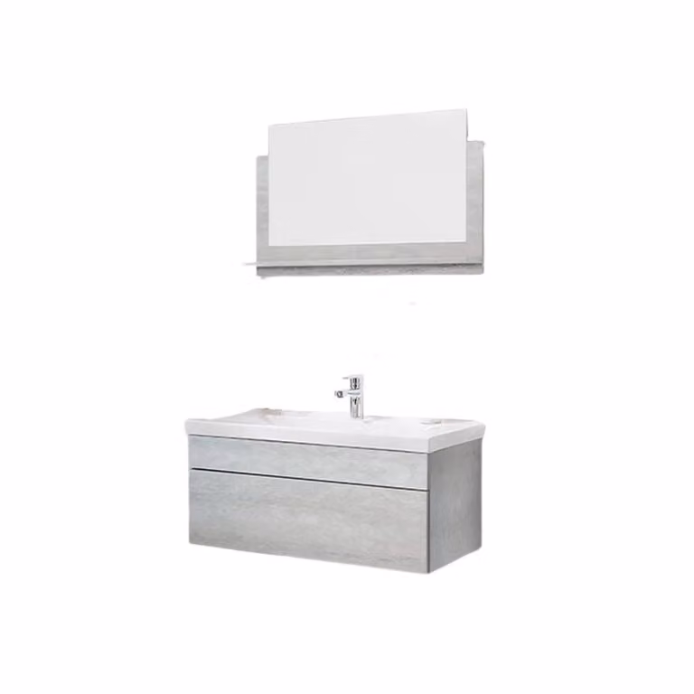HOME DELUXE - Zestaw mebli łazienkowych - WANGEROOGE BIG Grey - Medium - zawiera umywalkę i komplet akcesoriów - Szerokość umywalki: 60 cm | Meble łazienkowe Umywalka Zestaw mebli łazienkowych