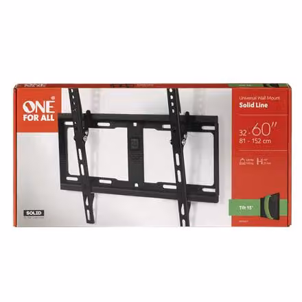 One For All SOLID, 81,3 cm (32"), 165,1 cm (65"), 200 x 200 mm, 400 x 400 mm, 0 - 15°, Czarny