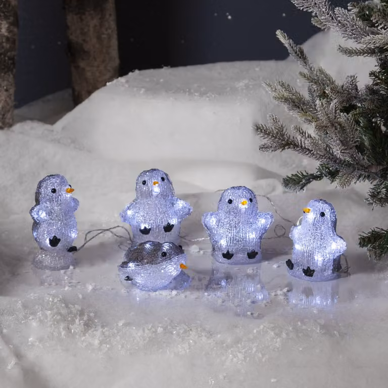 Figurki ogrodowe pingwinki Led CRYSTALO na baterie IP44