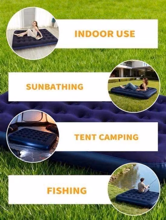 Materac powietrzny pojedynczy/dwuosobowy - nadmuchiwany materac do campingów - waga 4,6 kg - przenośny, idealny na podróże i jako dodatkowe łóżko dla gości
