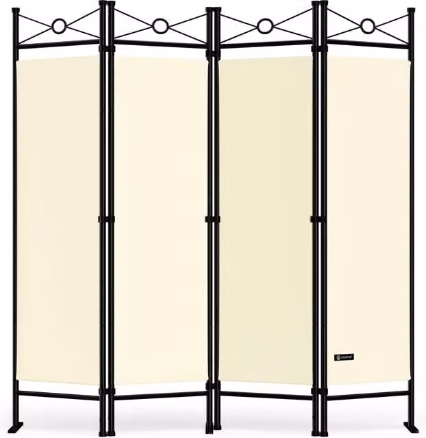 Parawan metalowy Casaria® Kremowy W: 180 cm, H: 163 cm