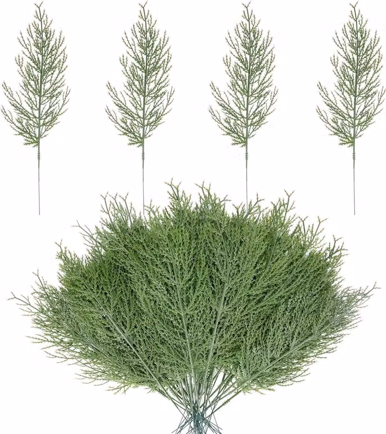Gałęzie dekoracyjne - Rośliny zielone - Dekoracje świąteczne - Wysokiej jakości tworzywo sztuczne - 35 cm - Zielone