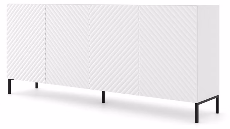 Komoda do salonu, sypialni Homlando Surf 200 cm biała, czarne nogi, kredens