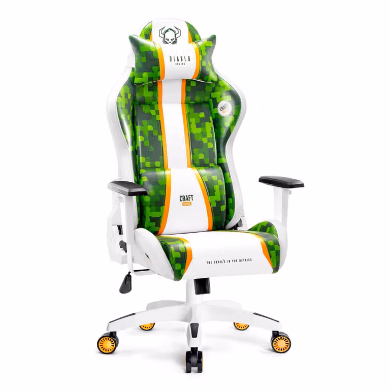 DIABLO Fotel Gamingowy Obrotowy Krzesło dla Gracza | Podłokietniki Poduszka pod Lędźwie i Kark | X-One 2.0 | King Size, Craft Edition