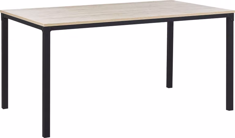 BELIANI Stół do jadalni czarny z jasnym drewnem płyta wiórowa metalowe nogi 150 x 90 cm minimalistyczny