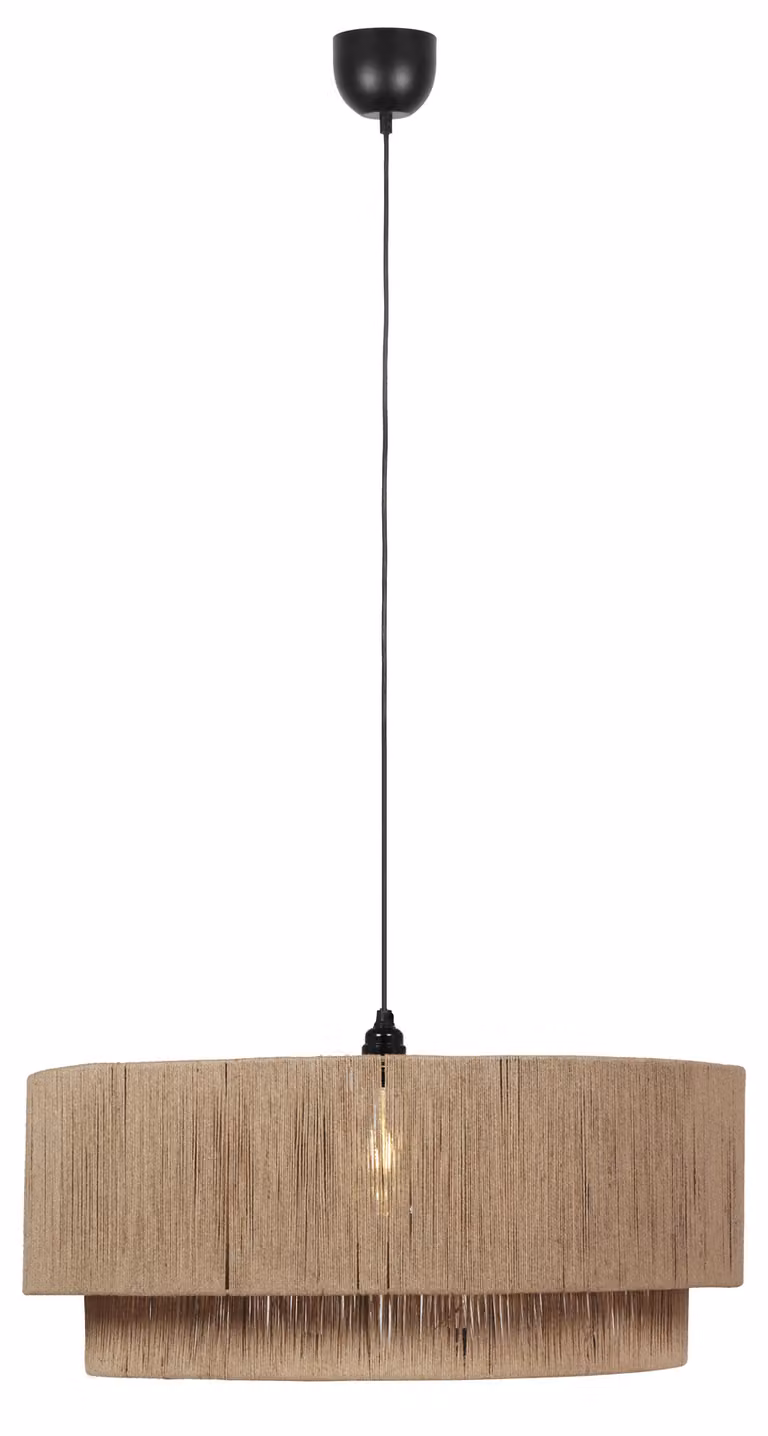Trio Leuchten - Japandi Japandi lampa wisząca I lampa wisząca I lampa wisząca czarna z brązowym sznurem 60cm - Smilla I salon I sypialnia - metal okrągły - LED odpowiedni E27