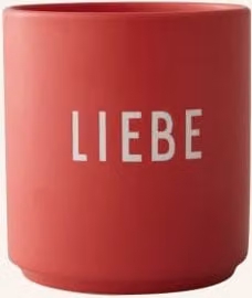Kubek Design Letters Rosa z porcelany w kolorze różowym i czerwonym, bezpieczny dla zmywarki