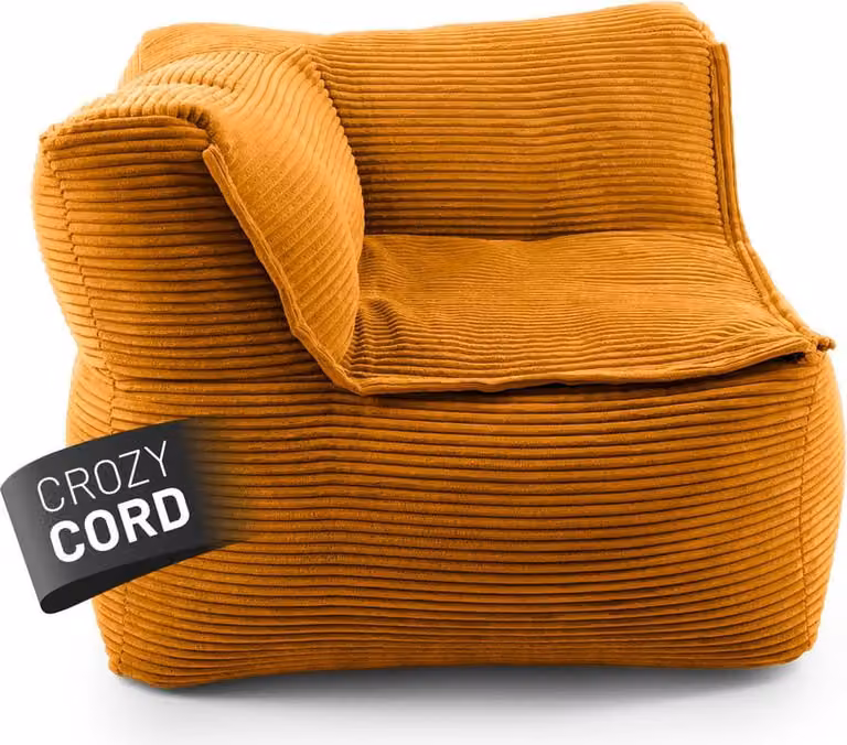 LUMALAND, modułowy narożnik lewy z kolekcji Cord, 81x81x70 cm - obicie miękkie i łatwe do czyszczenia - żółty, modułowy zestaw siedzisk do użytku w pomieszczeniach