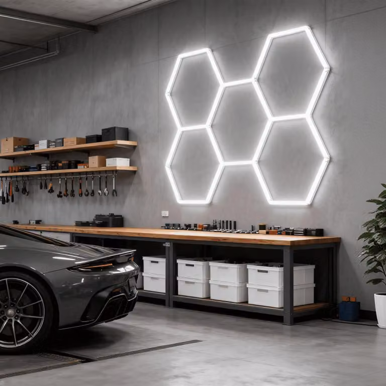 JOIEYOU LED Hexagon Lighting 6500K Energooszczędne lampy sufitowe Sześciokątny panel ścienny DIY Konfiguracja zwykłej lampy do siłowni, piwnicy, garaży, warsztatu, biura (5 Hex)