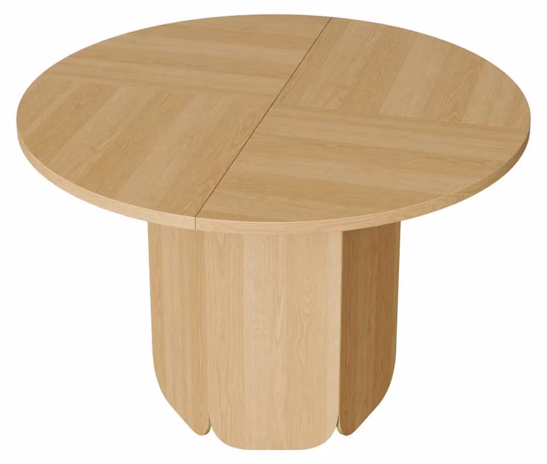Okrągły stół jadalny - 120 x 120 cm - dla 4-6 osób - styl skandynawski, minimalizm - blat z płyty MDF w kolorze dębu - odporny na zarysowania