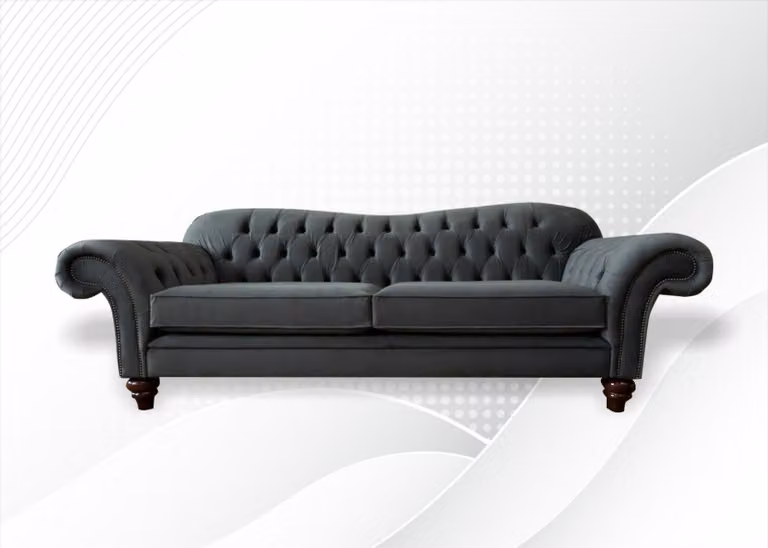 Xxl Sofa 4 Sitzer Couch Chesterfield Polster Sitz Garnitur Leder Textil Grau