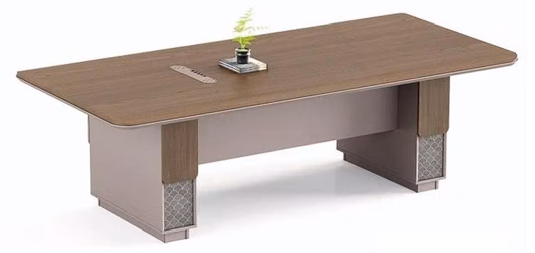Brązowe drewniane biurko z miejscem do przechowywania – designerskie meble o eleganckim, nowoczesnym wyglądzie