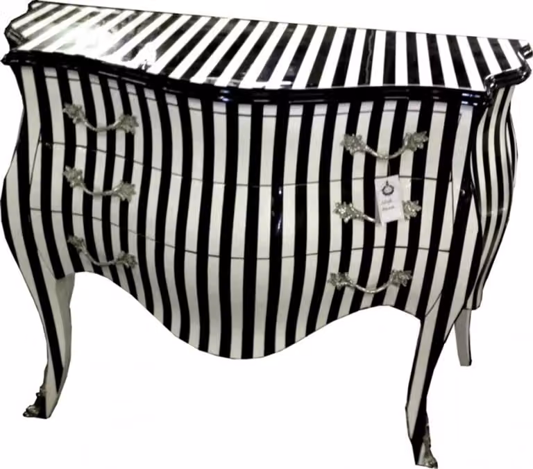 Casa Padrino komoda w stylu barokowym czarny/biały paski 120cm Mod - Meble w stylu antycznym