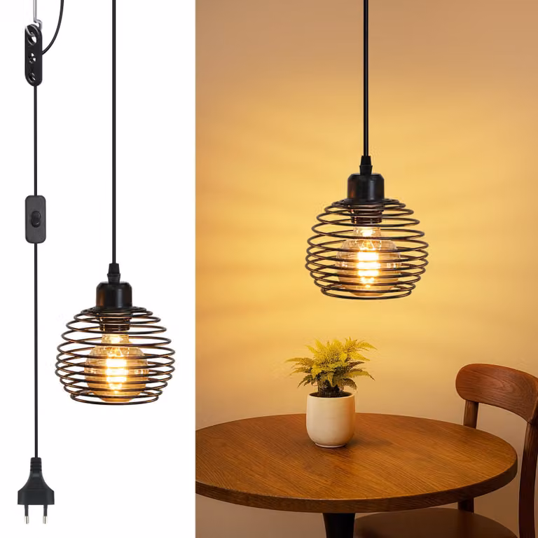 ZMH lampa wisząca vintage lampa wisząca 1 płomień: czarna przemysłowa lampa wisząca z wtyczką i przełącznikiem lampa wisząca E27 z kablem 4,5M lampa wisząca retro do sypialni salon kuchnia
