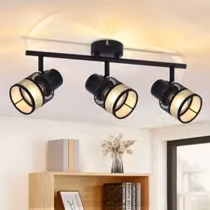 ZMH lampa sufitowa reflektor sufitowy 3 płomienie czarny E27 lampa sufitowa korytarz metal vintage 330°obrotowy do salonu sypialnia kuchnia schody łazienka