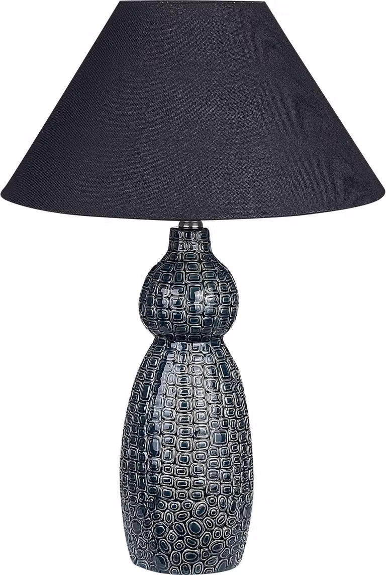 BELIANI Lampa stołowa ciemnoniebieski z czarnym ceramiczna podstawa oświetlenie do salonu sypialni lampka