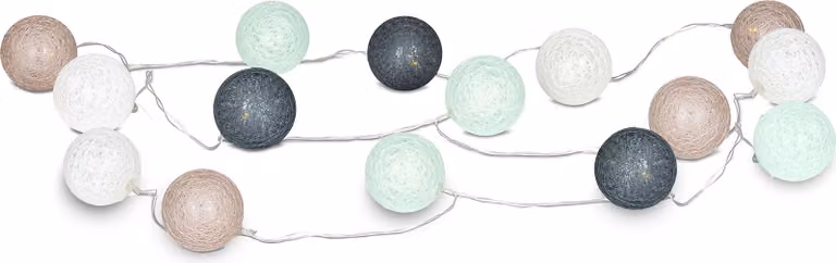 15 lampek choinkowych Ø4cm LED bombki girlandy lampiony bawełna zielona dekoracja