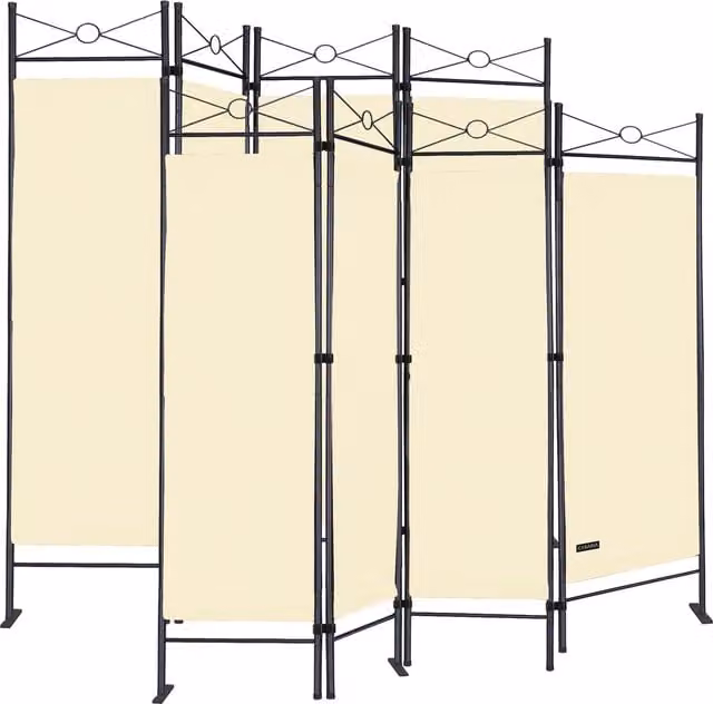 Zestaw 2 składanych parawanów Deuba Creme o wymiarach W: 180 cm, H: 163 cm