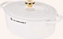 Brytfanna owalna Le Creuset Signature z żeliwa emaliowanego, kolor czerwony ze złotymi uchwytami, 31 cm