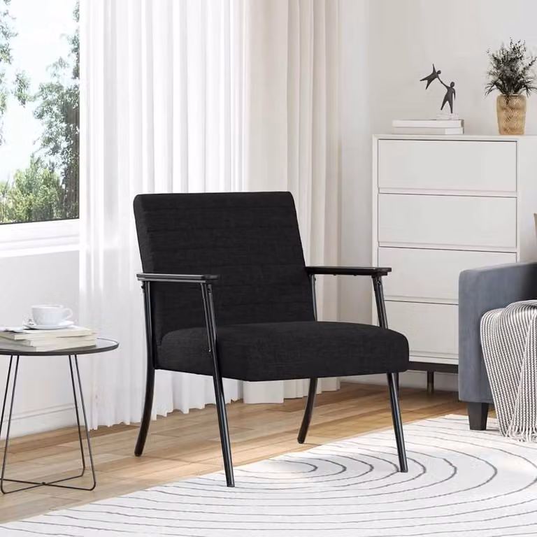 Fotel - Fotel wypoczynkowy - Fotel do oglądania telewizji - Fotel do czytania - Ergonomiczna konstrukcja - Wykończenie w czarnej tkaninie
