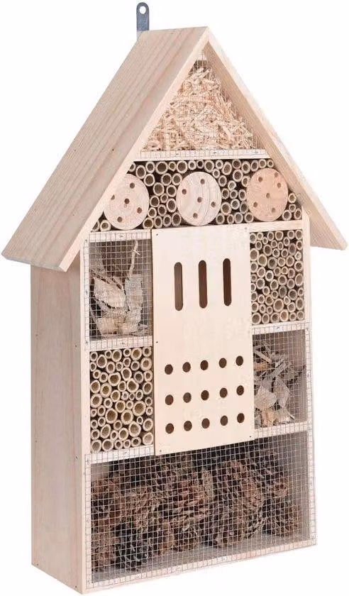 Hotel dla owadów XXL - Hotel dla pszczół do ogrodu - Naturalna dekoracja ogrodu - Z możliwością zawieszenia - 51x35x10 cm - Wykonany z naturalnych materiałów