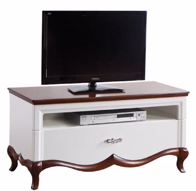 Casa Padrino kredens art deco z szufladą biały / ciemny brąz 114 x 46,5 x h. 55,7 cm - Szafka TV - meble do salonu
