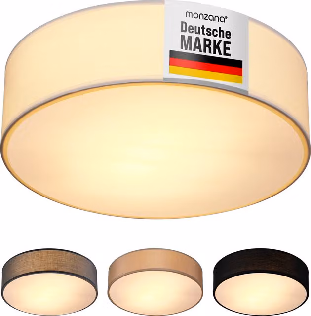 Lampa sufitowa monzana® Biała Tkanina i Metal Okrągła Ø30 cm