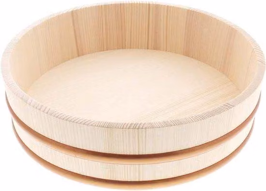Drewniana miska do przygotowywania ryżu do sushi, 27 cm - Japońska miska do mieszania ryżu "momi", idealna do przygotowywania sushi i organizacji przyjęć w kuchni
