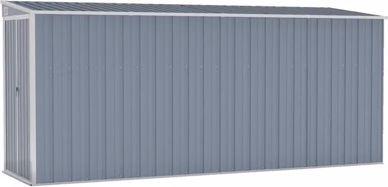 vidaXL Dołączona szopa Szara 118x382x178 cm Stal ocynkowana