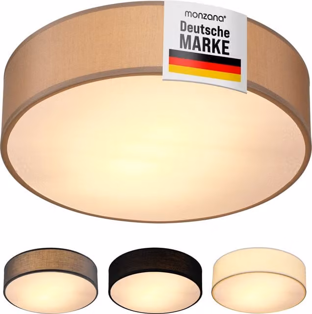 Lampa sufitowa monzana® beige tkanina metal Ø30 cm