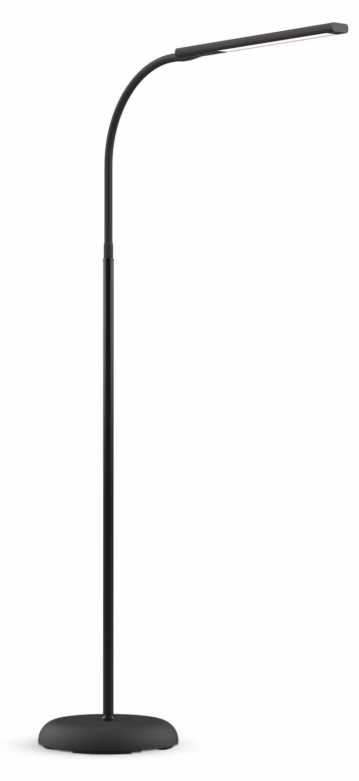 Lampa stojąca LED, możliwość regulacji jasności, 7W, 762lm, ciepła biel, czarny kolor, wysokość 126,3 cm