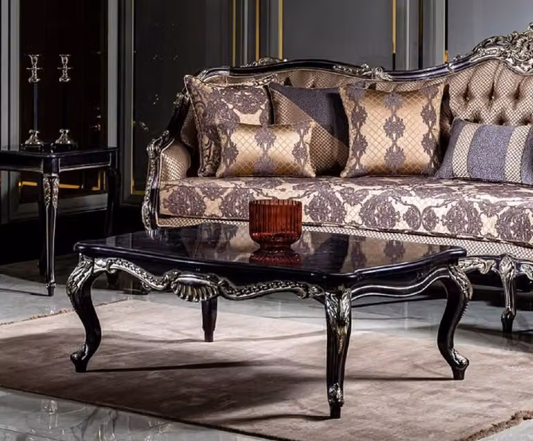 Casa Padrino stolik w stylu barokowym fioletowy / złoty - Wystawny stolik do salonu w stylu barokowym - Ręcznie robiony stolik z litego drewna - Meble do salonu w stylu barokowym