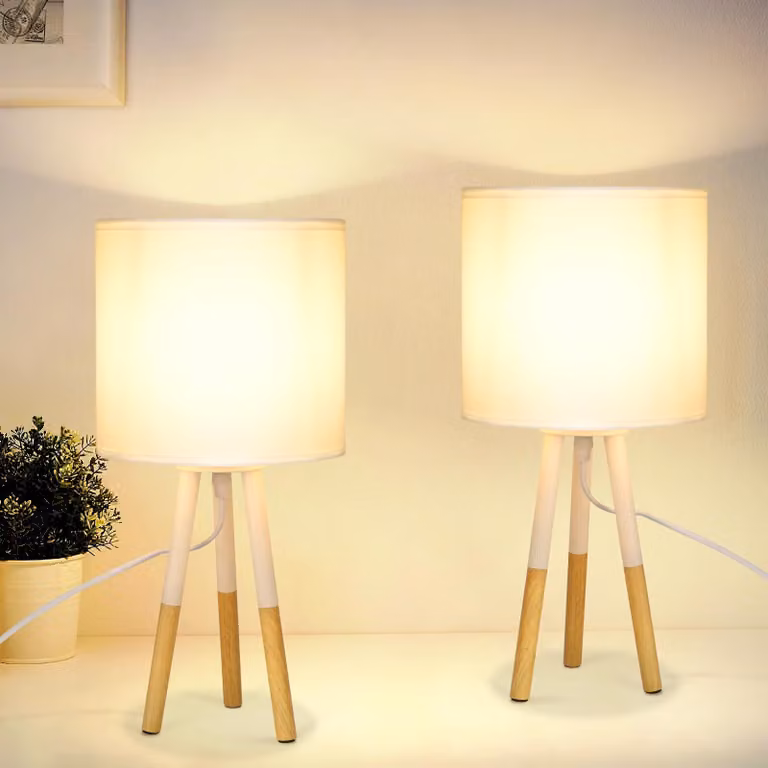 ZMH lampka nocna zestaw 2 sztuk biała sypialnia drewno E27 salon styl wiejski lampa stołowa do łóżka jadalnia stół hotel bar kawiarnia