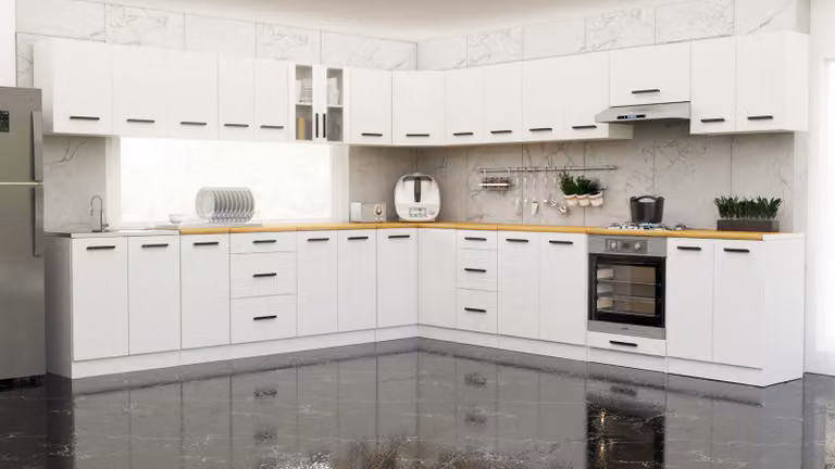 Blanco ® Meble kuchenne narożne Kuchnia narożna COSTA 6,8 m BIAŁY ZESTAW REGAŁ ANEKS SZAFKA BLAT