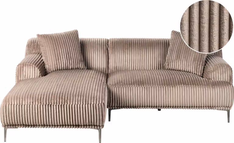 BELIANI Narożnik prawostronny jasnobrązowy sztruksowy 3-osobowy sofa narożna w stylu mid-century modern